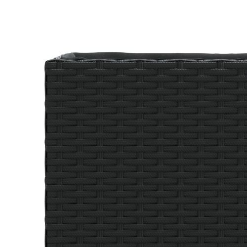 Градински плантери с 3 саксии 2 бр черни 105x30x32 см полиратан