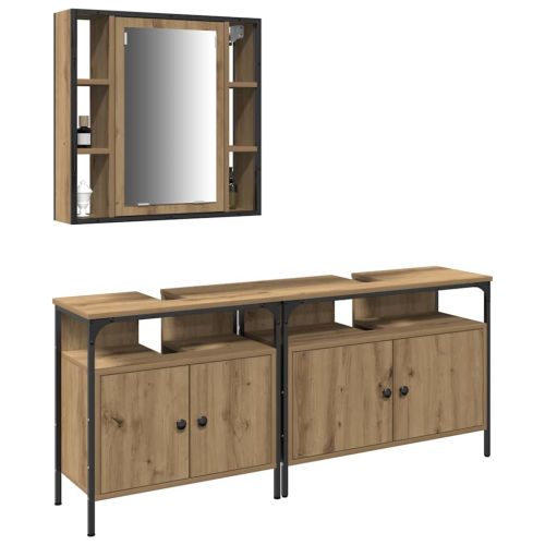 Модулни единици за баня с рафт 3 pcs Кафяво Инженерно дърво