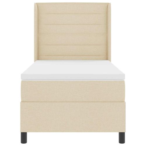 LED кутия за пружини с легло с матрак Крем 80 x 200 cm текстил