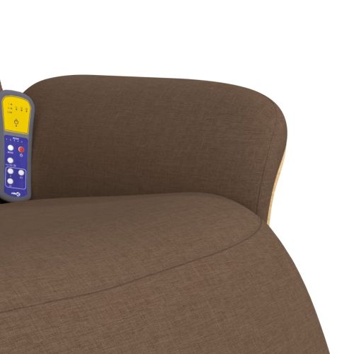 Масажен реклайнер стол с поставка за крака, кафяв, плат