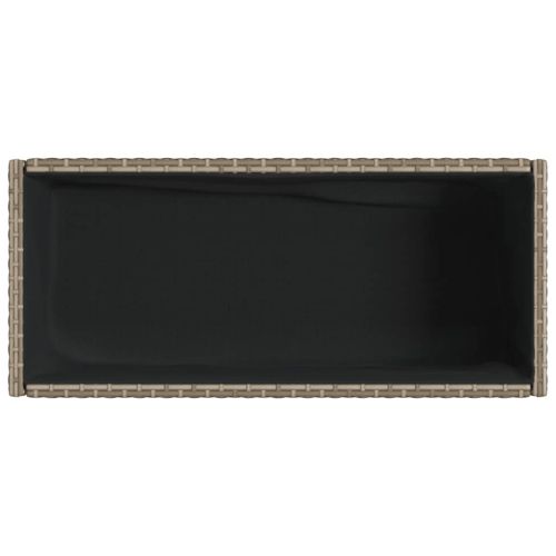 Градински плантер с рафт, сив, полиратан