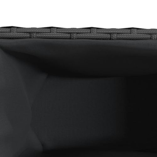 Градински сандък с 3 саксии, черен, 105x30x32 см, полиратан