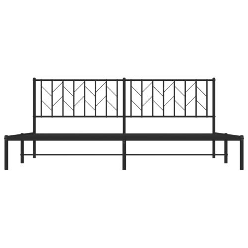 Метална рамка за легло с горна табла, черна, 200x200 см
