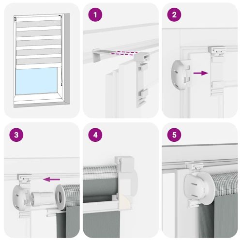Зеброва щора бял 55x230 см Ширина на плата 50,9 см Полиестер