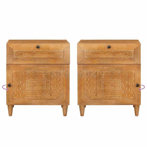 Нощен шкаф с чекмедже с врата Светло кафяво 50 x 33 x 60 см