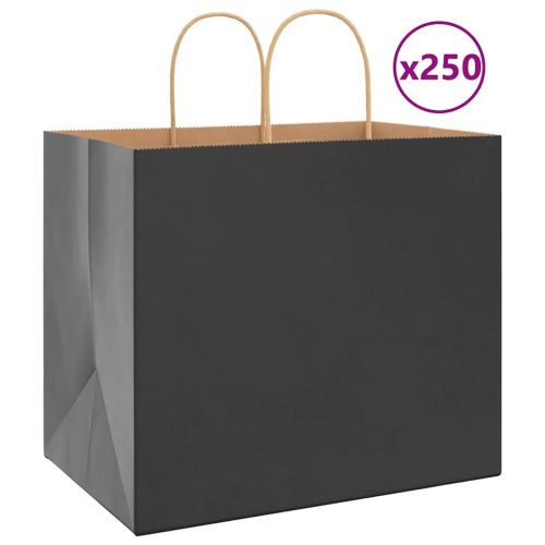 Хартиени торбички 250 бр с дръжки черни 32x22x28 см