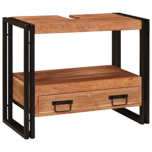 Шкаф за тоалетка Кафяво 71 x 33 x 58 см Солидно акациево дърво