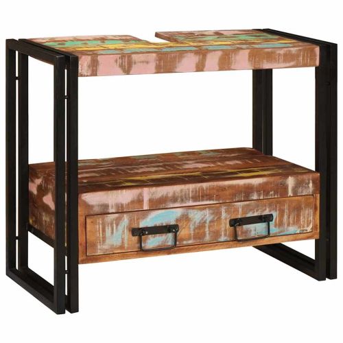 Шкаф за тоалетка Многоцветен Солидно възстановено дърво