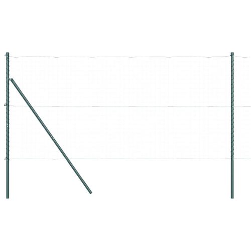 Стълб за ограда. 7 pcs Зелен Стомана