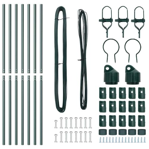 Стълб за ограда. 7 pcs Зелен Стомана