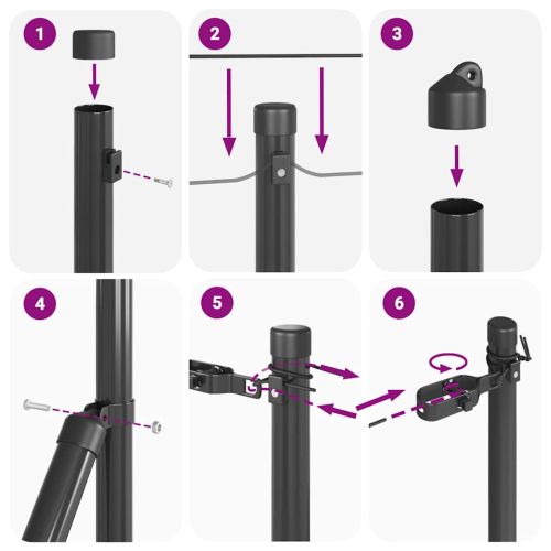Стълб за ограда. 13 pcs Сив Стомана