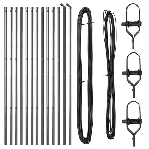 Стълб за ограда. 13 pcs Сив Стомана