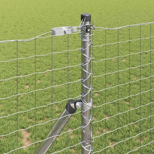 Стълб за ограда. 7 pcs Сребрист Стомана