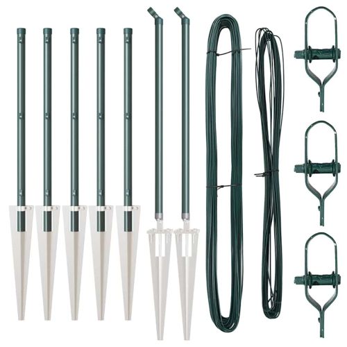 Стълб за ограда. 7 pcs Зелен Стомана