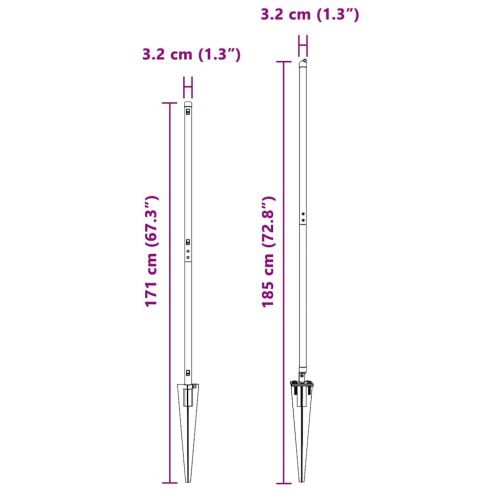 Стълб за ограда. 7 pcs Зелен Стомана