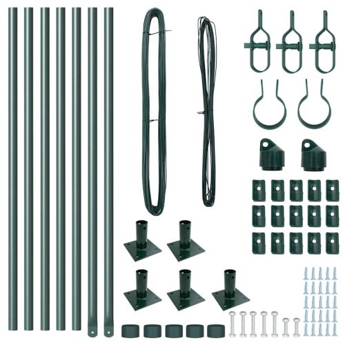 Стълб за ограда. 7 pcs Зелен Стомана