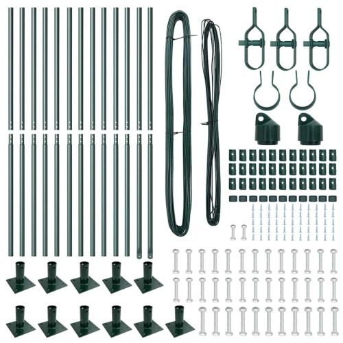 Стълб за ограда. 13 pcs Зелен Стомана