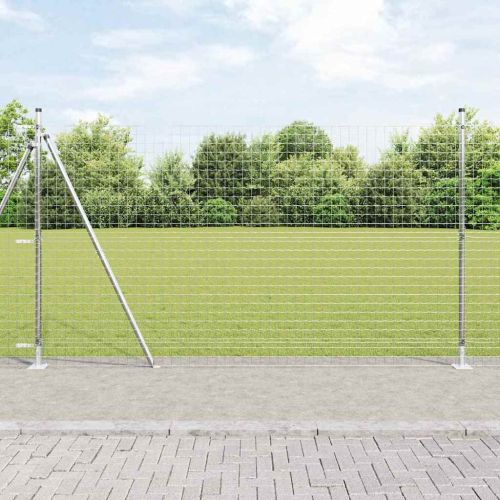 Стълб за ограда. 7 pcs Сребрист Стомана