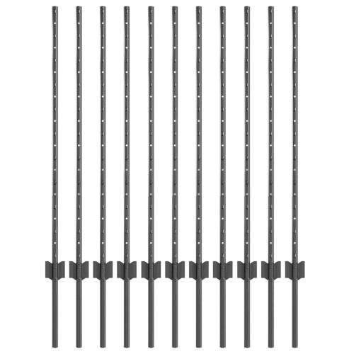 Стълб за ограда. 11 pcs Сив 100 cm Стомана