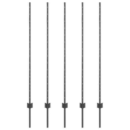 Стълб за ограда. 5 pcs Сив 140 cm Стомана