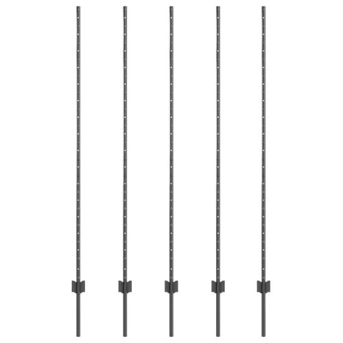 Стълб за ограда. 5 pcs Сив 150 cm Стомана