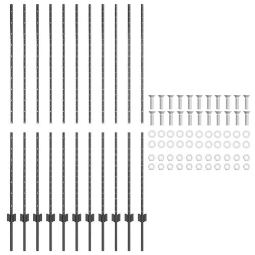 Стълб за ограда. 11 pcs Сив 160 cm Стомана