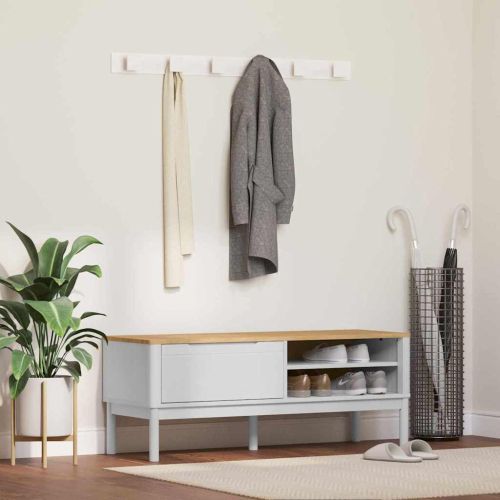 Лавица за коридор FLORO Бяло 115 x 40 x 45 см Солиден бор