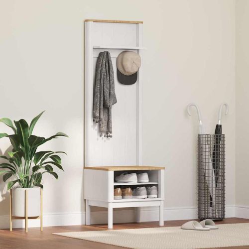 Шкаф за коридор с рафт FLORO Бяло 50 x 40 x 158 см Солиден бор