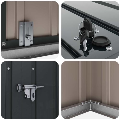 Кутия за съхранение в градината Черно 214 x 82 x 132 см Стомана