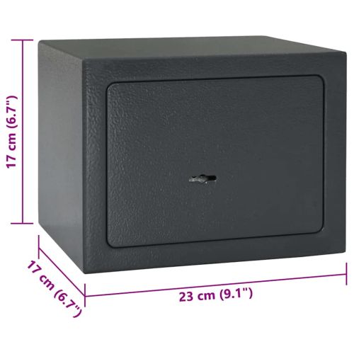 Каса с заключване Тъмносиво 23 x 17 x 17 см Стомана