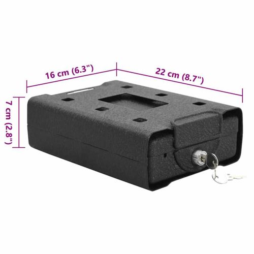 Автомобилен сейф с заключване Черно 22 x 16 x 7 см Стомана