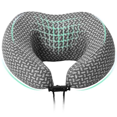 Пътен възглавник за врат Сив 30 x 28 x 14 см Полиестер