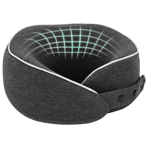 Пътен възглавник за врат Тъмен сив 28 x 28 x 14 см Мемори пяна