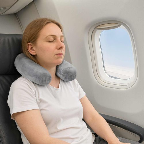 Пътен възглавник за врат Сив 27 x 27 x 8,5 см Мемори пяна