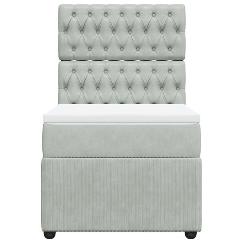 Боксспринг легло с матрак, светлосиво, 80x200 см, кадифе