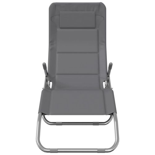 Сгъваеми шезлонги 2 бр сив текстилен и боядисана стомана