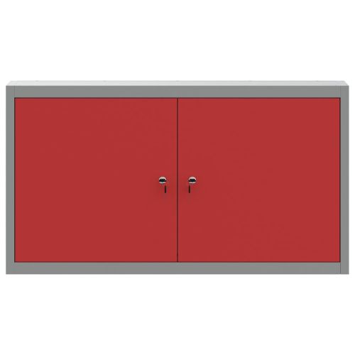 Шкаф за инструменти с рафт Червен и сив 50 x 20 x 55 см