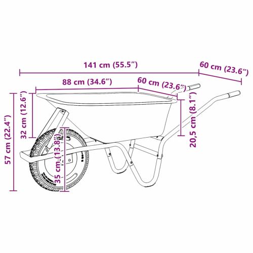 Количка Сребрист и Черен 141 x 60 x 57 см Стомана