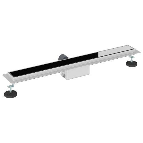 Душов дренаж с стъклено покритие Черно 70 cm