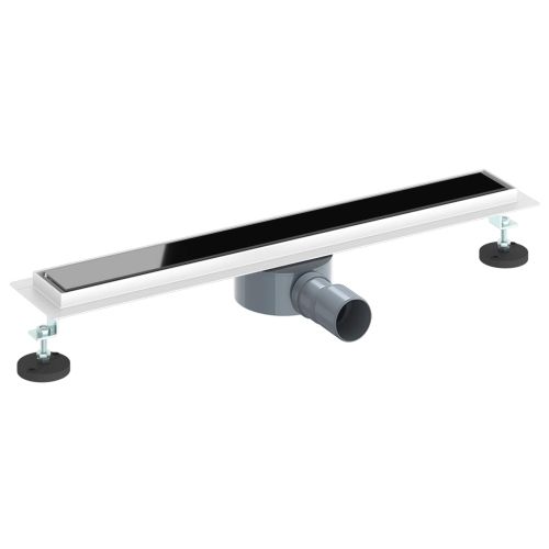 Душов дренаж с стъклен капак и 360° сифона Черно 60 cm