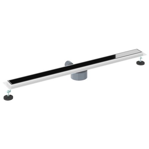 Душов дренаж с стъклен капак и 360° сифона Черно 100 cm