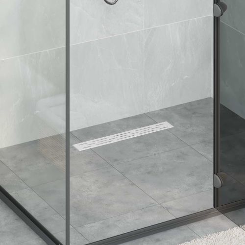 Душов дренаж с стъклен капак и 360° сифона Сребрист 50 cm