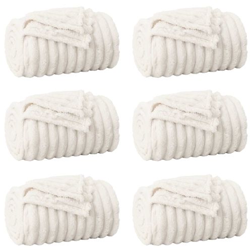 Одеала за хвърляне 6 pcs Крем 240 x 220 cm Мека вълна