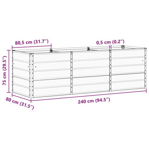 Кашпа Светлосиво 240 x 80 x 75 см Стомана
