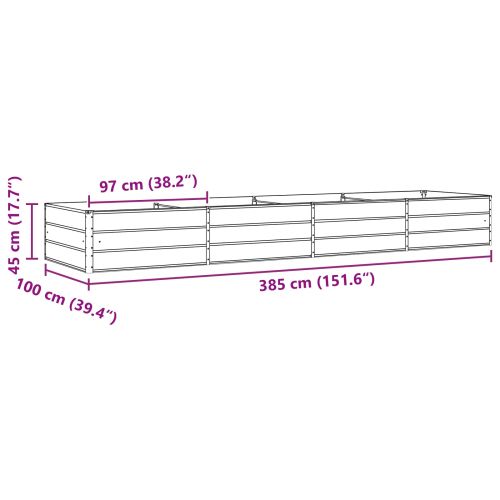 Кашпа Пастелно зелено 385 x 100 x 45 см Галванизирана стомана