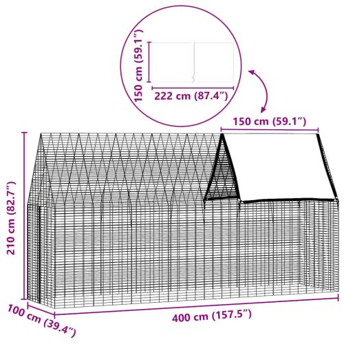 Клетка за заек Сребрист 400 x 100 x 210 см