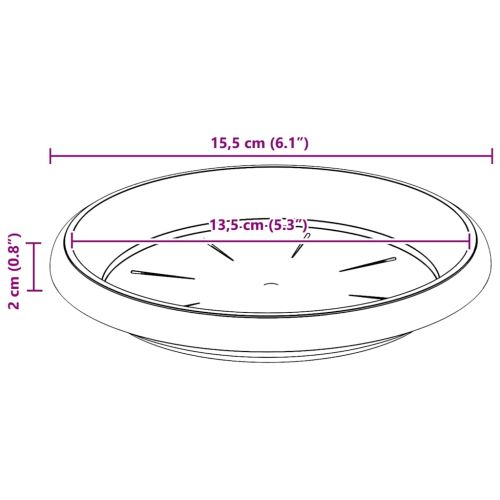 Кръгъл поднос за цветя 24 pcs Черно Ø 15,5 x 2 см Пластмаса