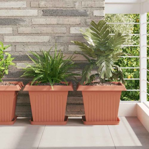 Квадратна цветна саксия 24 pcs Червено тухла 33 x 33 x 26 см