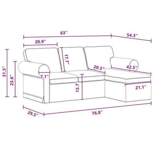 Диван Тъмен сив 215 x 138 x 80 см текстил