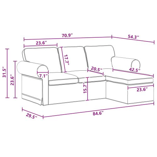 Диван Тъмен сив 215 x 138 x 80 см текстил